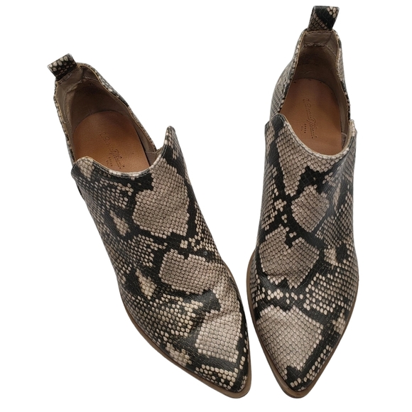 Universal Thread | Cream Gray Snake Vegan Pointed Toe Ankle Booties Women's 7.5 - Picture 5 of 13